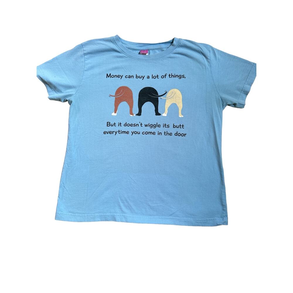 LAT Wiggling Dog Butt Light Blue T Shirt Size L Large - Picture 1 of 5